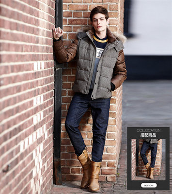 FAIRWHALEJEANS 馬克華菲 馬克華菲羽絨服 冬裝新款男士拼接羽絨服可脫卸袖兩穿羽絨外套潮 086卡其色 男羽絨服 男式 7144157186086 - FAIRWHALEJEANS 馬克華菲正品特賣 - 好樂(lè)買限時(shí)特賣